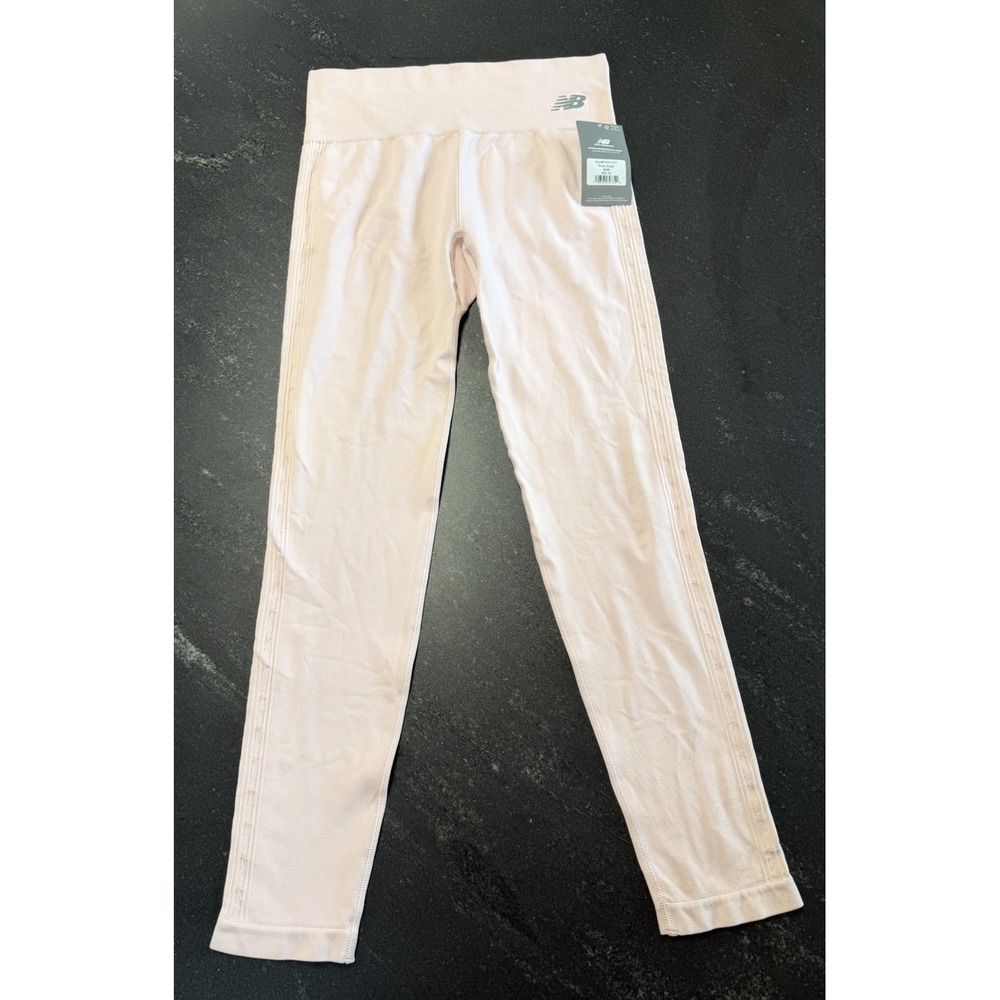 NWT New Balance Women's Lounge Seamless Ribbed Leggings Rose Sugar Pink Sz M